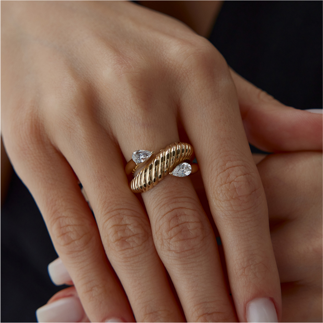 Damla Taşlı Tırtıl Yüzük - 3