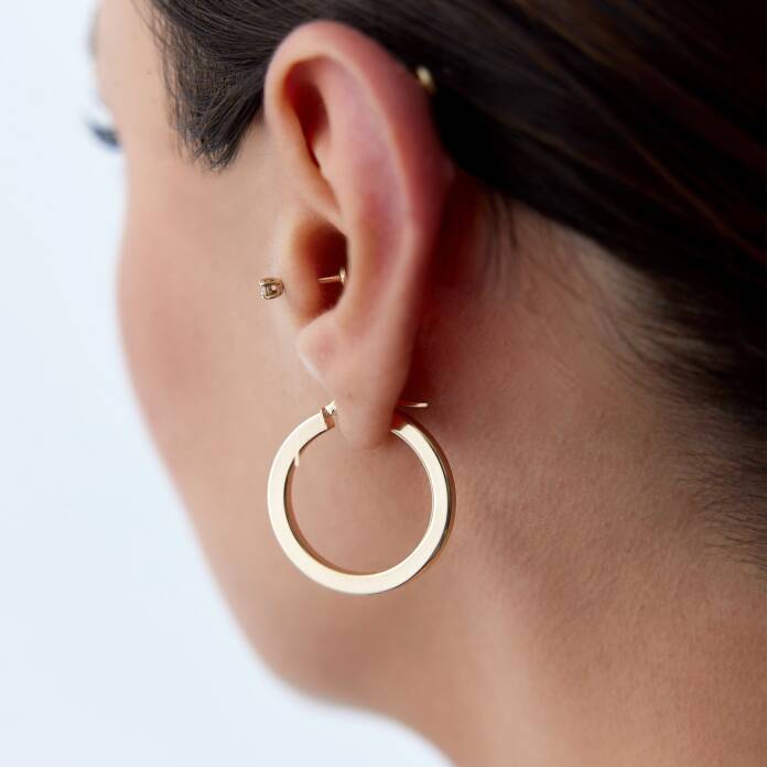 Bold Köşeli Halka Küpe - 1