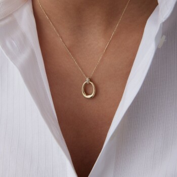 Bombe Halka Taşlı Kilit Kolye - Rayna