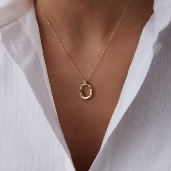 Bombe Halka Taşlı Kilit Kolye - Rayna (1)