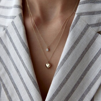 Bombe Kalp ve Tektaş Kolye - Rayna