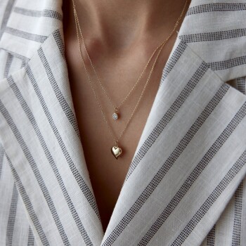 Bombe Kalp ve Tektaş Kolye - Rayna (1)