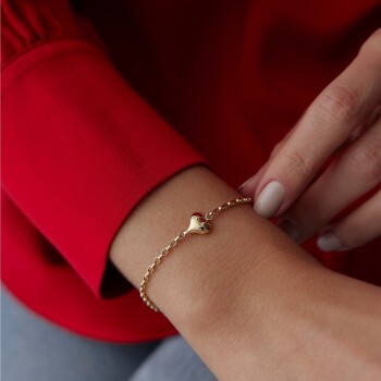 Bombe Kalp Zincir Bileklik - Mazi