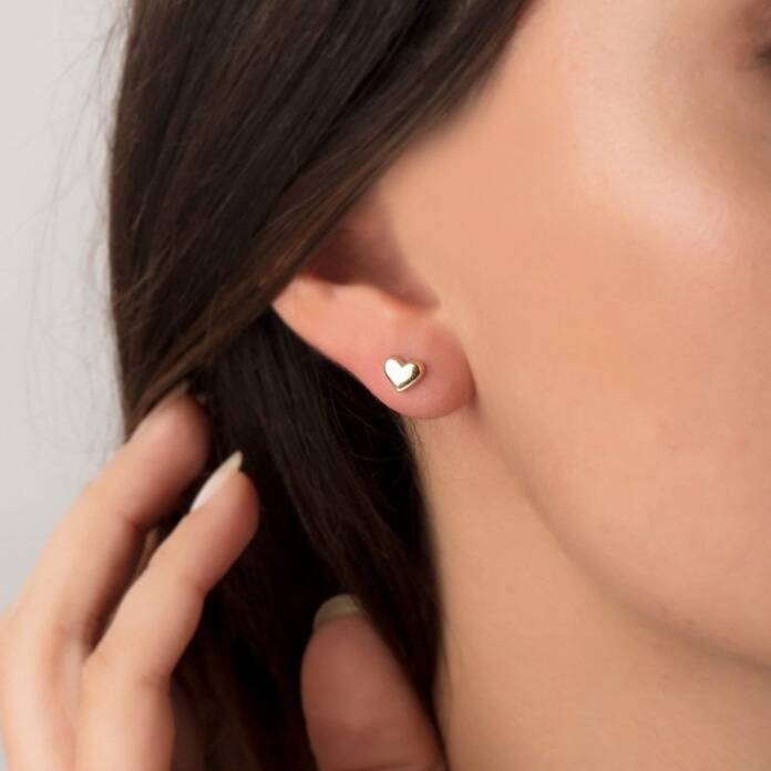 Bombe Vidalı Kalp Küpe - 1