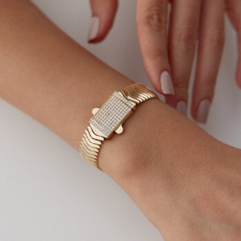 Bombeli Taşlı Kilit Bileklik - Konyalı Halil