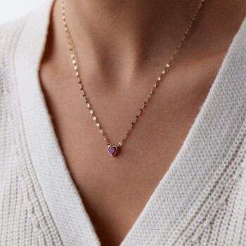 Boomerang Yakut Taşlı Kalp Kolye - Rayna (1)