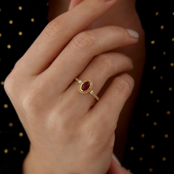 Burgu Çerçeveli Oval Taşlı Yüzük - 2