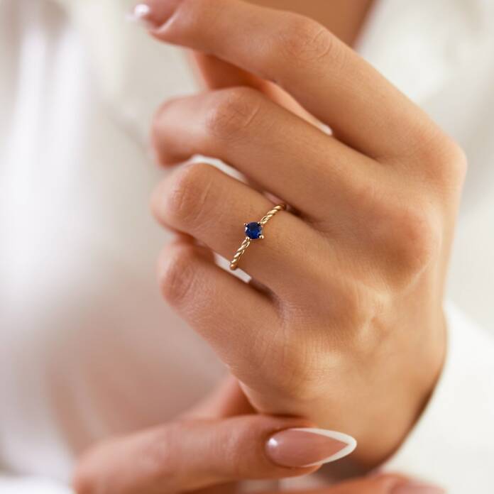 Burgu Model Lacivert Tektaş Yüzük - 1