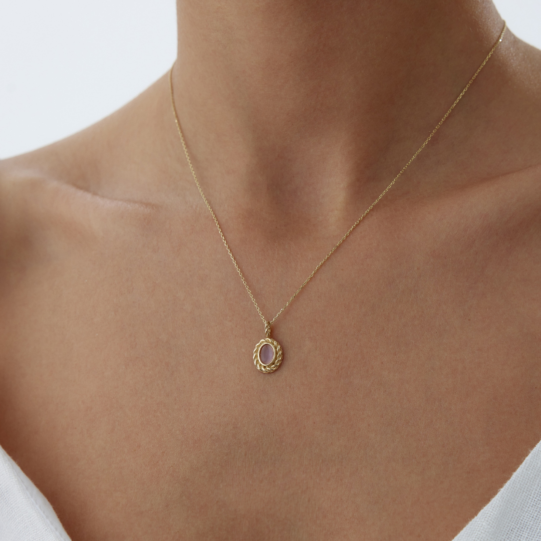 Burgulu Pembe Taşlı Kolye - 3