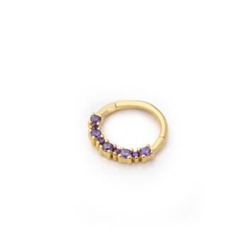 Büyük Küçük Mor Taşlı Helix Piercing - Alen