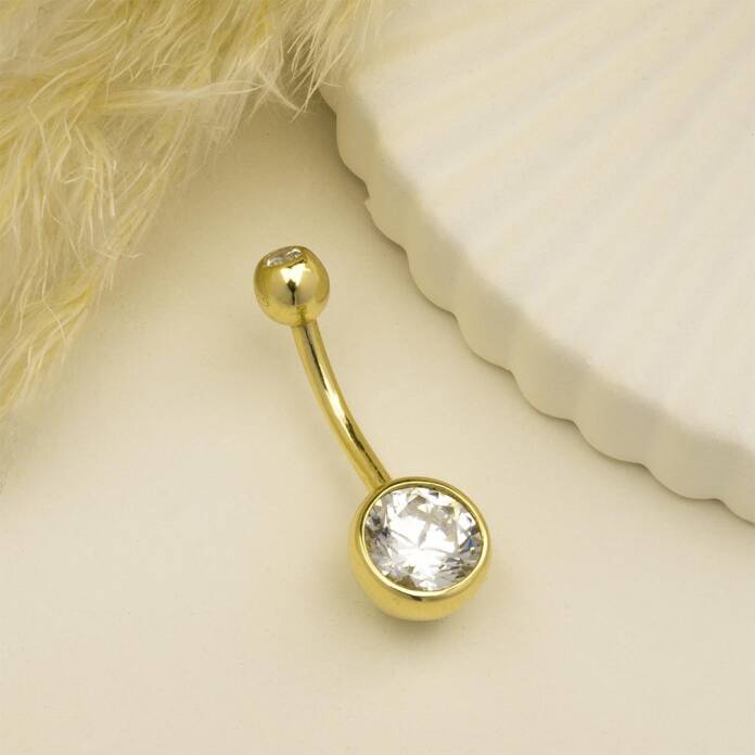 Büyük Tek Taşlı Göbek Piercing - 2
