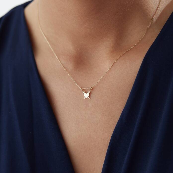 Çapraz Kılıç Kalp Kolye - 1