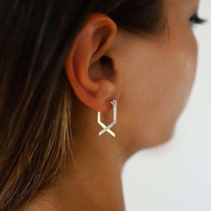 Çapraz Taşlı Küpe - 1