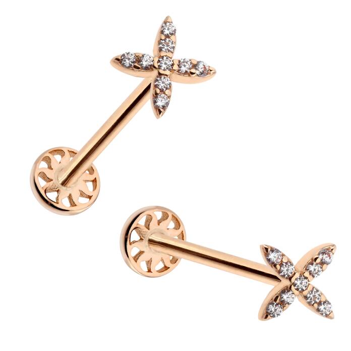 Çarpı Model Taşlı Tragus Piercing - 3