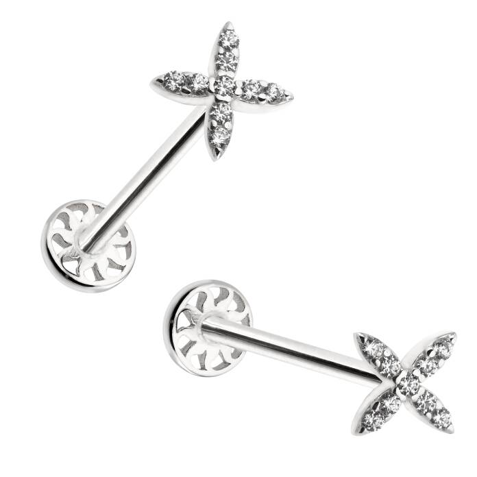 Çarpı Model Taşlı Tragus Piercing - 4