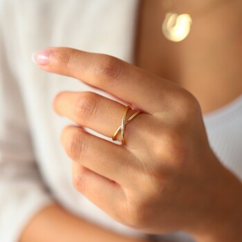 Çarpraz Detay Yüzük - Mazal