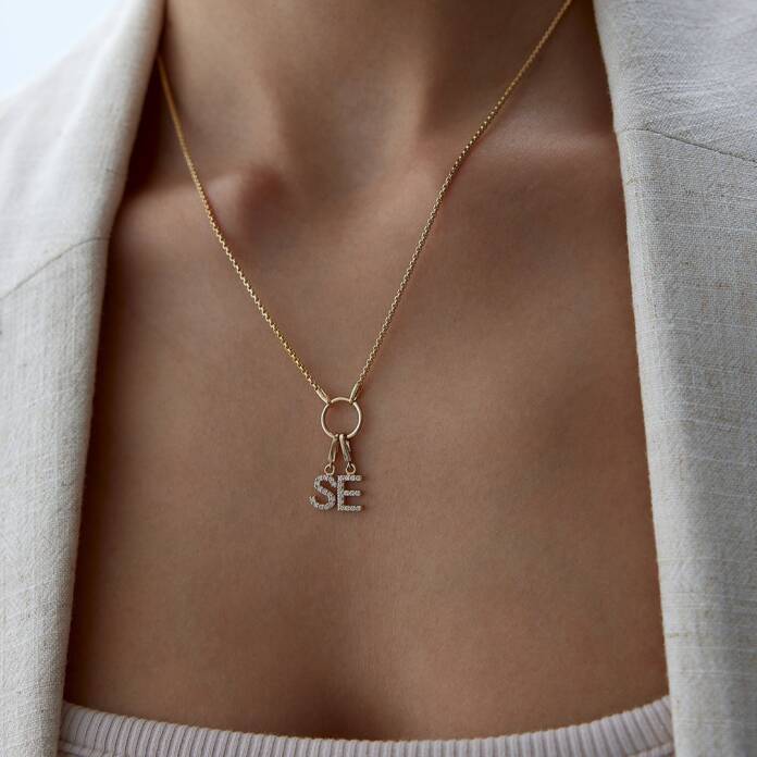 Charm Halkalı İkili Harf Kolye - 1