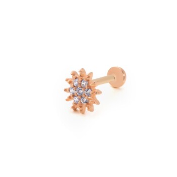 Çiçek Desen Taşlı Tragus Piercing - 1