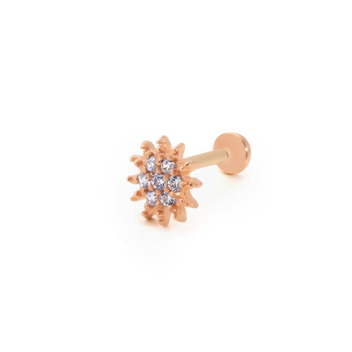 Çiçek Desen Taşlı Tragus Piercing - 1