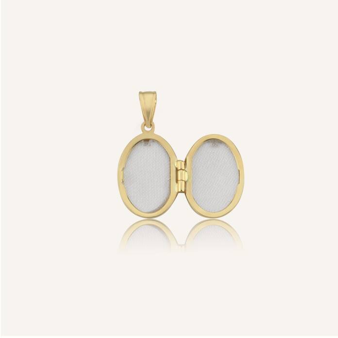 Çiçek Motifli Oval Kapaklı Kolye Ucu - 2