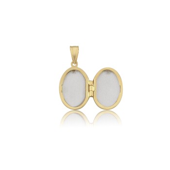 Çiçek Motifli Oval Kapaklı Kolye Ucu - 3