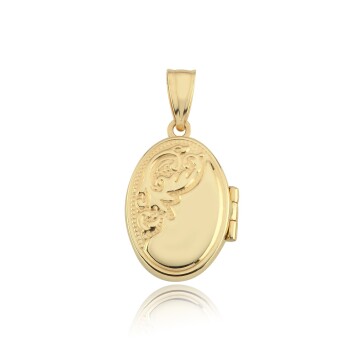 Çiçek Motifli Oval Kapaklı Kolye Ucu - Ador