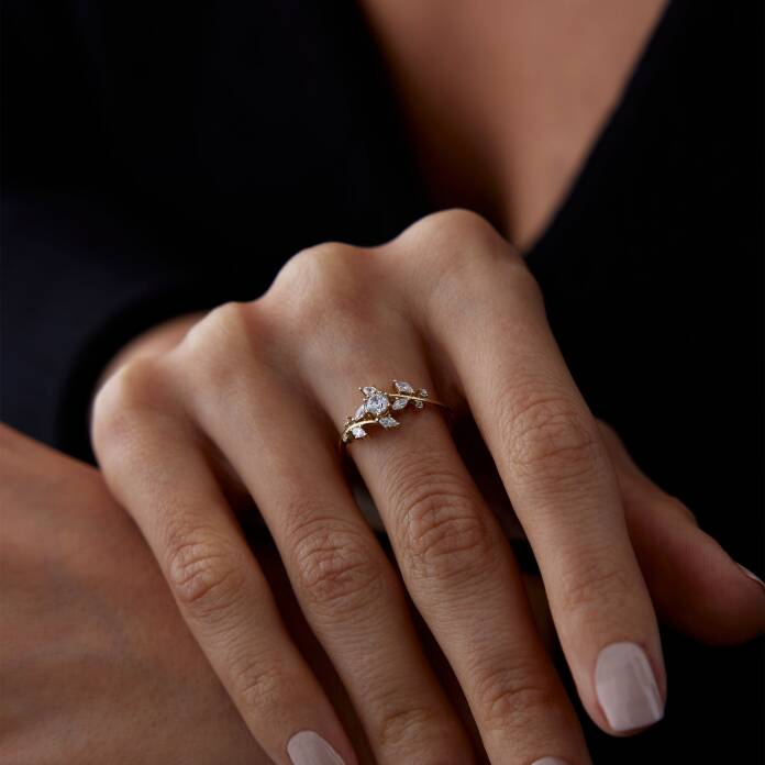 Çiçek Sarmaşık Taşlı Yüzük - 2