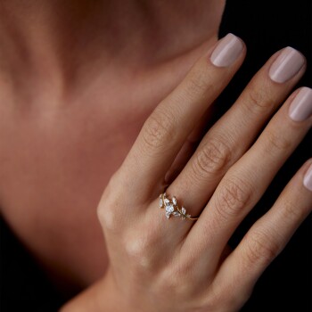 Çiçek Sarmaşık Taşlı Yüzük - 3