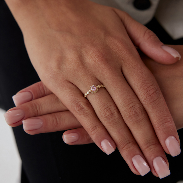 Çiçek Tur Pembe Taşlı Yüzük - Nüans (1)