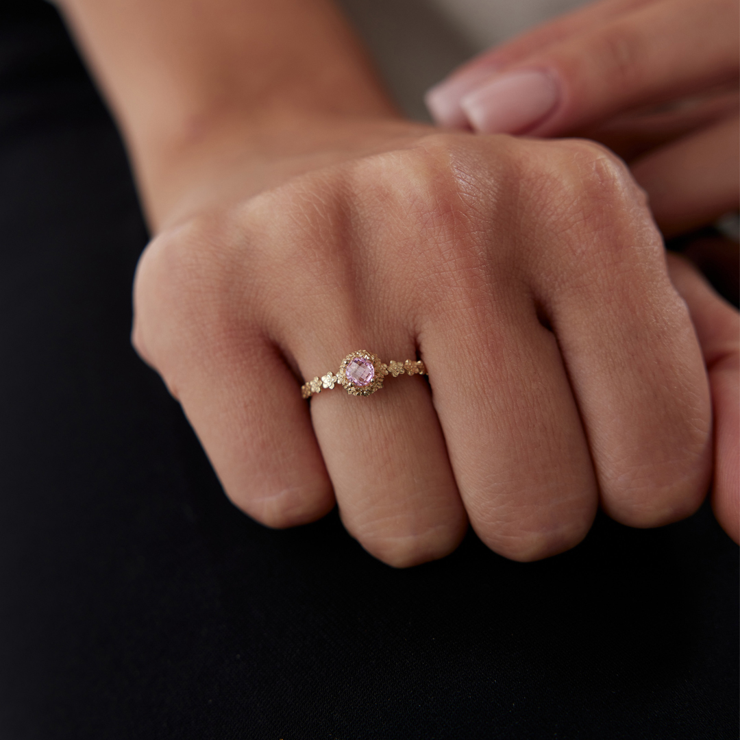 Çiçek Tur Pembe Taşlı Yüzük - 3