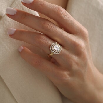 Çift Çerçeve Home Baget Yüzük - Oragold Orhan