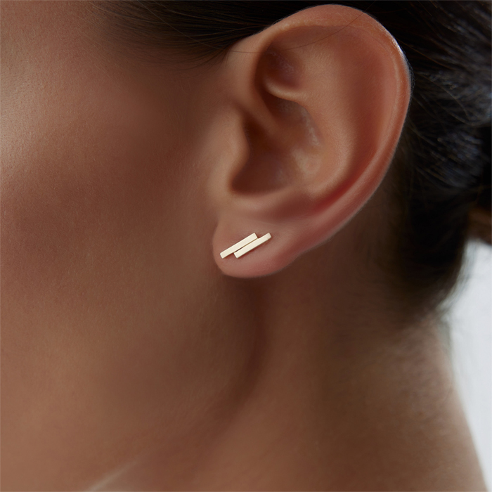 Çift Sıra Çubuk Küpe - Rayna