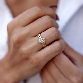 Çift Sıra Kapsül Baget Yüzük - Cemart