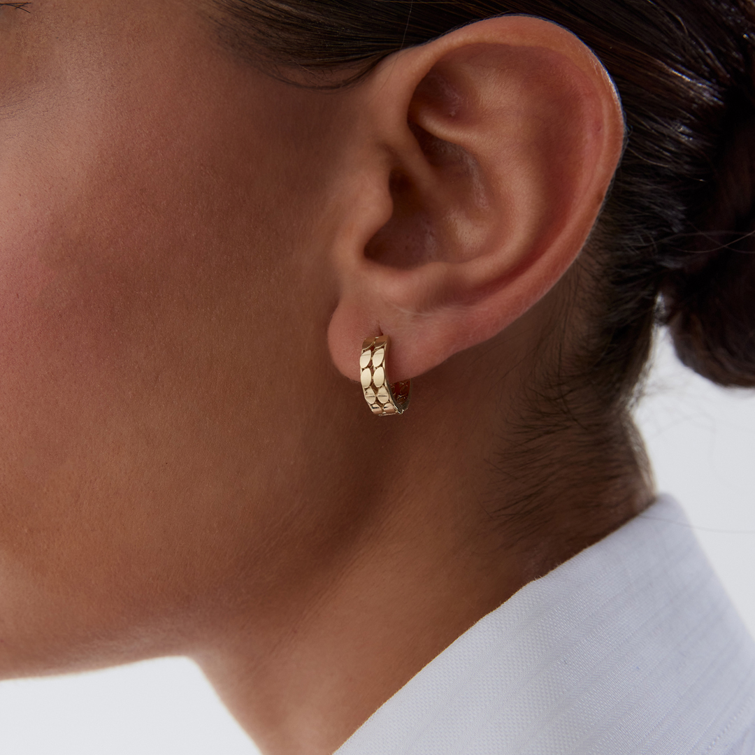 Çift Sıra Pullu Halka Küpe - 2