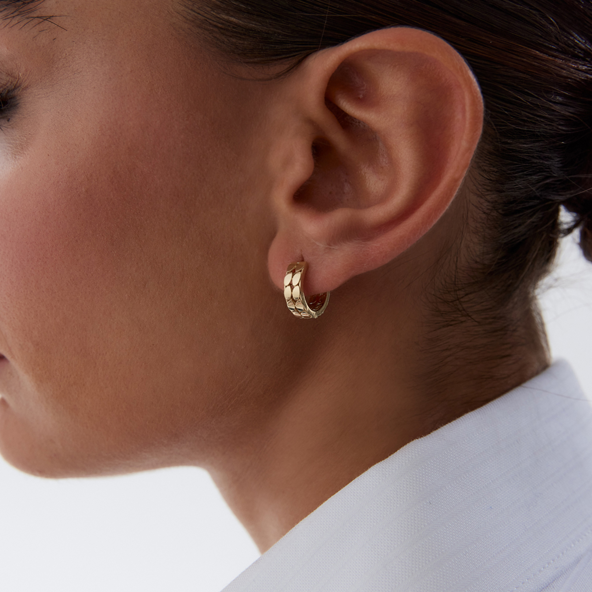 Çift Sıra Pullu Halka Küpe - 3