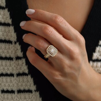 Çift Sıra Taşlı Baget Yüzük - Oragold Orhan (1)