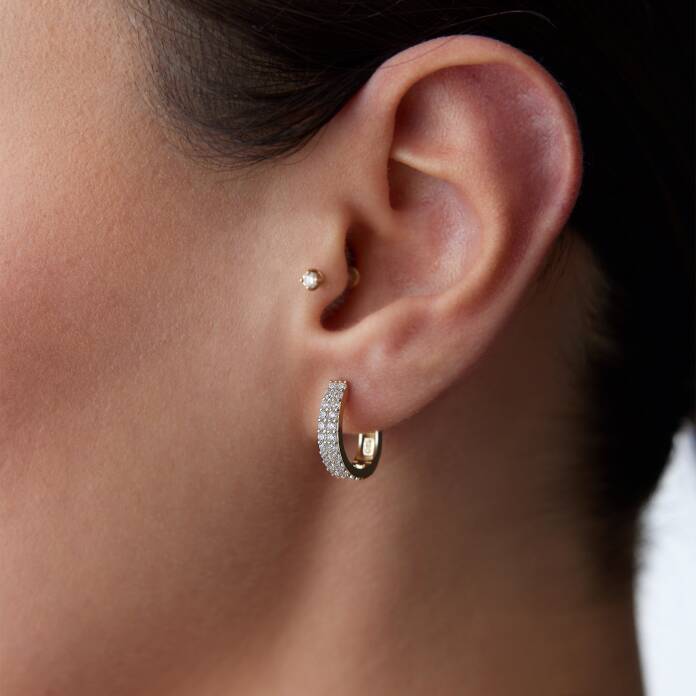 Çift Sıra Taşlı Küpe - 1