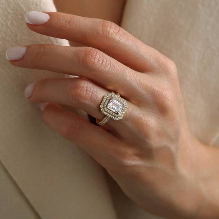 Çift Sıra Taşlı Yansıma Baget Yüzük - 2