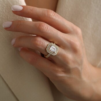 Çift Sıra Taşlı Yansıma Baget Yüzük - Oragold Orhan (1)