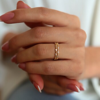 Çift Sıra Taşlı Yüzük - Rayna