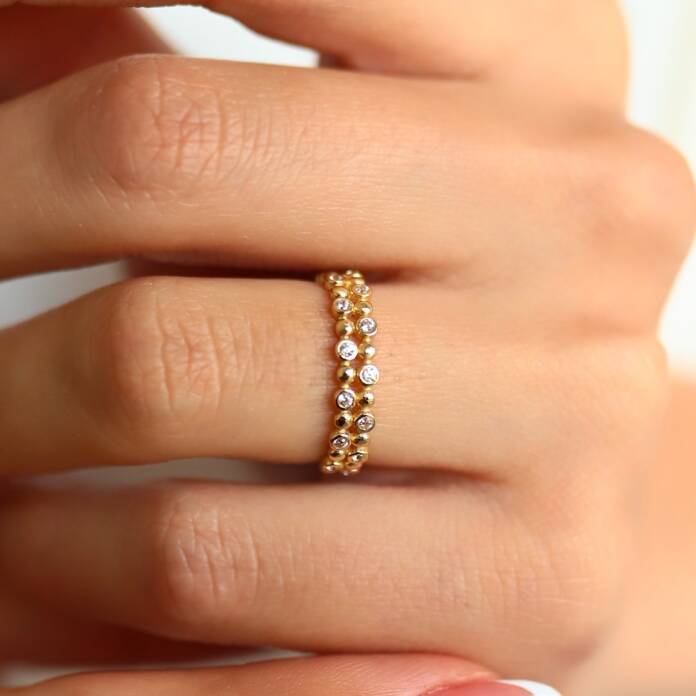 Çift Sıra Taşlı Yüzük - 2