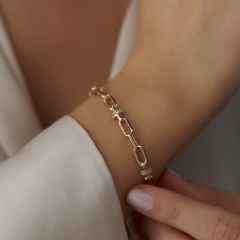 Çift Taraflı Taşlı Mineli Ataç Bileklik - 4