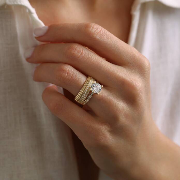 Çift Tur Alyanslı Tektaş Yüzük - 1