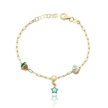 Çilekli Yıldız Ataç Zincir Çocuk Bilekliği - Melike