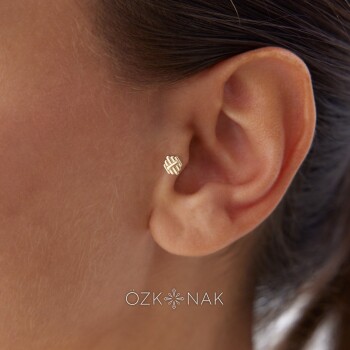 Çizgi Detaylı Tragus Piercing - 3