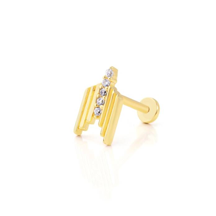 Çizgi Model Beş Taşlı Tragus Piercing - 1