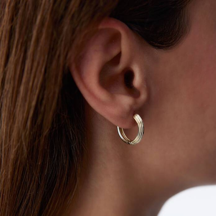 Çizgili Halka J Küpe - 1