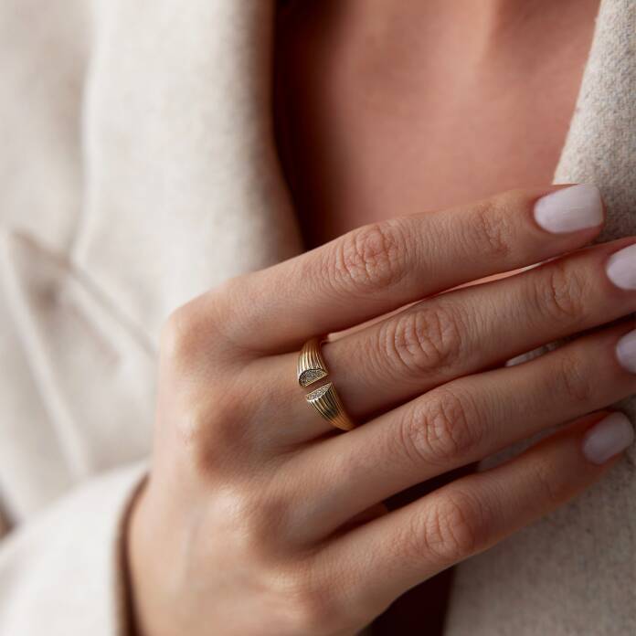 Çizgili İçi Taşlı Yüzük - 2