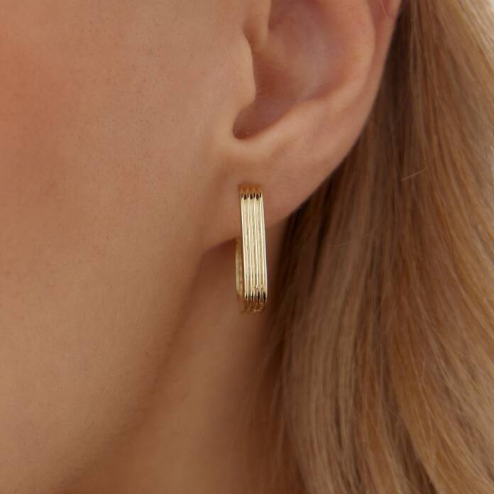 Çizgili Kare J Küpe - 1