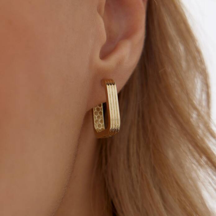 Çizgili Kare J Küpe - 3